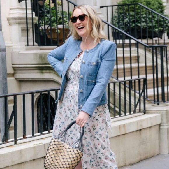 Veronica Beard Ferazia Denim Jacket Light Indigo Blue Size 10 - Picture 5 of 12